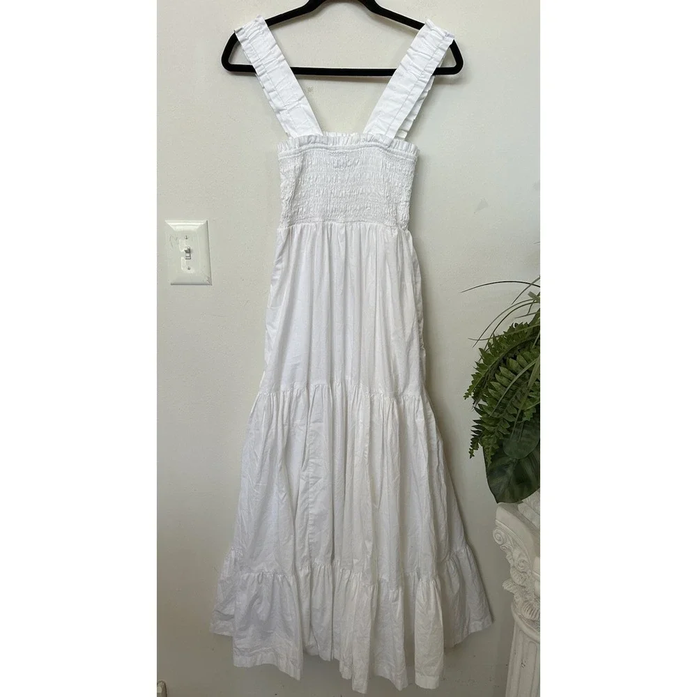 Abercrombie Sydney Smocked Tiered Maxi Dress White Cotton S Cottagecore Nap